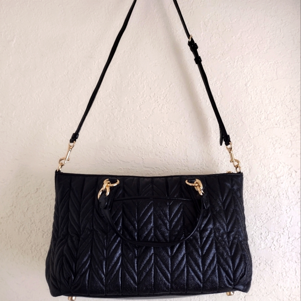 COACH Ally Satchel Black quilted Crossbody Hand Bag - Picture 10 of 15